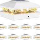 VOLISUN 4x4 Solar Cap Light 8pack, Solar Fence - Post Lights Outdoor Waterproof for Wood/Vinyl, White Deck Cap Light Solar Powered with Warm White for Garden/Patio/Porch
