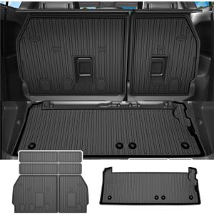 Cargo Mat & Backrest Mat Compatible with 2025-2021 Toyota Sienna 7/8 Seats (Without Spare Tire),TPE All Weather Protection Fit for Trunk Mat and 3rd Row Seat Backrest Mats