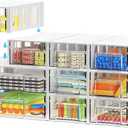 Desk organizer and accessories with 10 clear drawers,Office desk accessories storage,Makeup organizer,Modular Desktop organizer with drawers for Cosmetics,Office,Medicine,Jewelry,Craft (10pc)