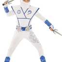 Morph Deluxe Boys Ninja Costume With Ninjas Warrior Toy Accessory, Kids Ninja Costumes, Boy Halloween Costume (Large 10-12 years, White)