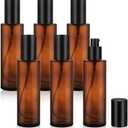 6 Pcs 100ml/3.4oz Amber Glass Pump Bottles Refillable Lotion Dispenser Cosmetic Sample Storage Container Vial with Black Pump Head for Liquid Foundation Soap Shower Gel Shampoo Toiletries