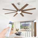 Fanbulous 65 Inch Ceiling Fans with Lights and Remote, Brush Nickel Indoor/Outdoor Ceiling Fan with Quiet Reversible DC Motor, 6 Speeds, 3CCT, 8 Blades Large Ceiling Fan for Living Room Bedroom Patio