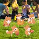5 piece autumn fox cartoon figurine set stakes plastic