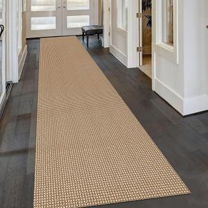 KOZYFLY Extra Long Runners for Hallways 2.6x16 ft Washable Kitchen Runner Non Slip Rubber Backed Hallway Rug Cotton Entryway Runner Rug Floor Carpet for Indoor Hall, Kitchen, Stair, Tan/Orange/Brown