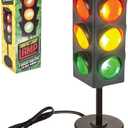 Traffic Light Lamp with Base Mini Stop Light Lamp, Blinking. Black Plastic. Kids Room Wall Decoration Bedside (10.5 Inches)