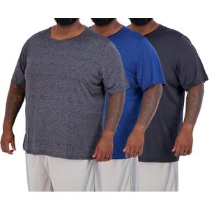 Real Essentials 3 Pack: Mens Big & Tall Tech Stretch Long-Sleeve & Short-Sleeve Dry-Fit T-Shirt (3XT-5XT)