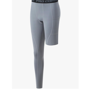 Men's Basketball Single Leg Tight Sports Pants 1/2 One Leg Compression Pants Athletic Base Layer Underwear, S