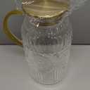 Amzcku Glass Pitcher with Lid, 68 oz/ 2 Liter Vintage Water Pitcher,Glass Water Carafe for Cold Brew, Coffee, Lemonade, Iced Tea,Beverage, Heat Resistant Water Glass Jug 1Pack