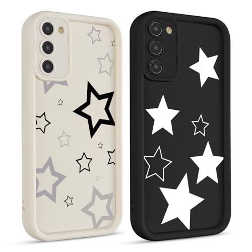 lioscre 2 Pack Cute Star Phone Case for Samsung Galaxy S21 5G 6.2", Aesthetic Coquette White Cool Y2K Pattern Print Design Women Girls Case Soft Slim Shockproof TPU Protective Funda Cover