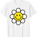 Yellow Happy Smiling Smile Face Daisy Flower Shirt Kids Girl T-Shirt (Small)
