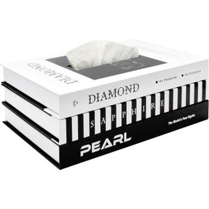 Senea Kay Tissue Box Cover Rectangle - Decorative Faux Book Facial Tissue Dispenser for Coffee Table Decor, Living Room Bedroom - Large Tissue Box Holder Perfect Size to Cover Rectangular Tissue Box