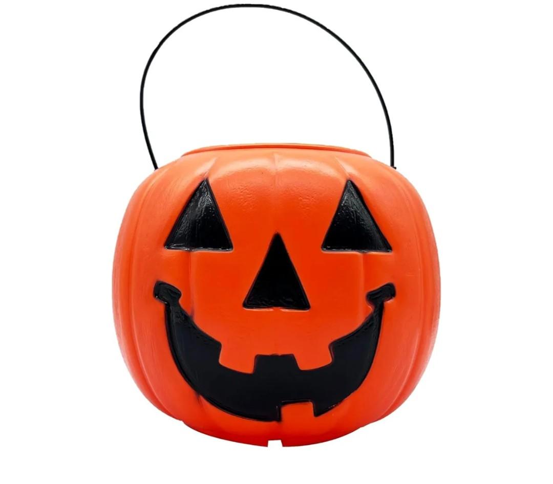 Halloween Pumpkin Jack O' Lantern Candy Bucket (Orange) 8" | Trick or Treat bucket