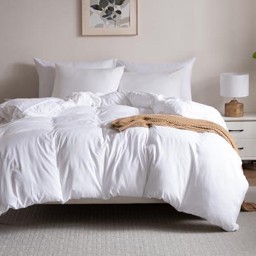 Soft Washed White Twin/Twin XL Duvet Cover Set, 1 Pillow Sham, No Comforter | Prewashed Microfiber, 4 Corner Ties, Button Closure, Ultra Soft, Cotton-Like Bedding Set, All Seasons, Duvet Cover 68"x90 in