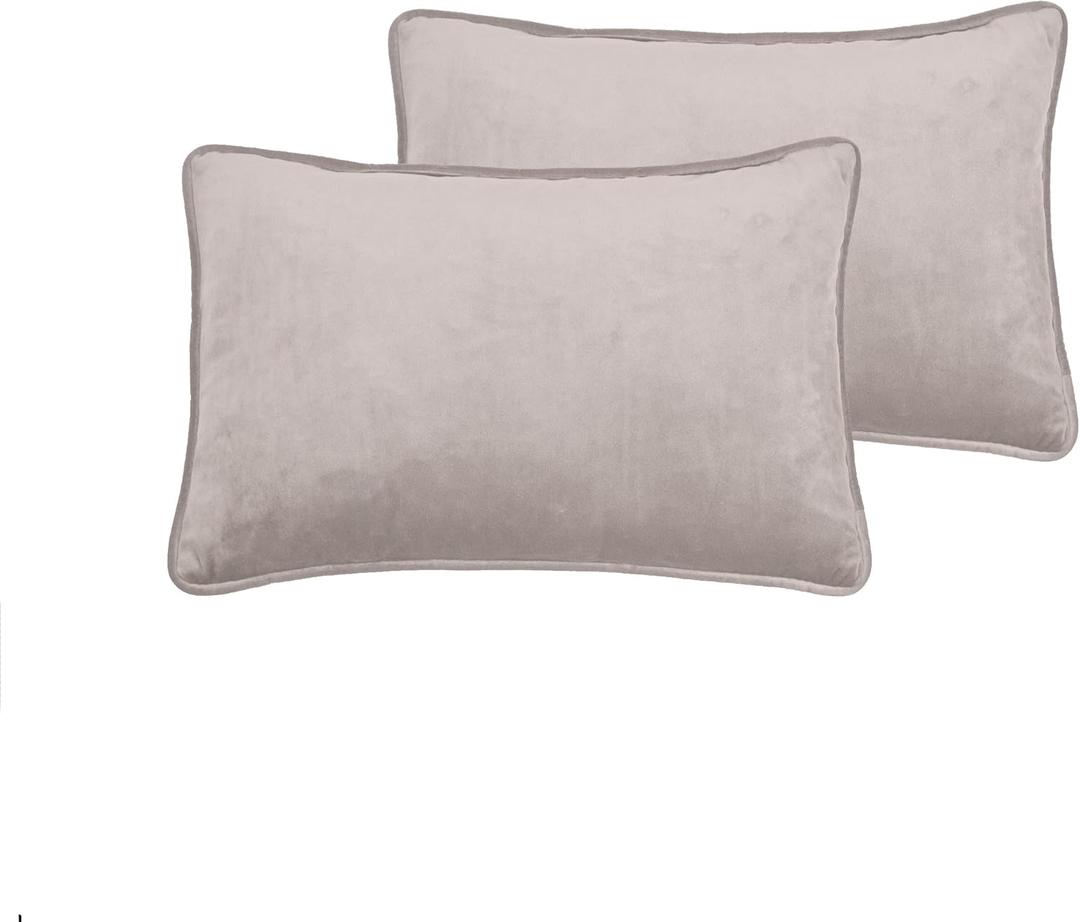 Sherry Kline Elite Velvet Corded-Edge Pillow Covers, Decorative Throw Pillow Covers for Your Living Room and Bed (Set of 2, Light Grey, 13x19)