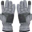 2 x Heat Logic Thermal Winter Gloves, Touchscreen Compatible with Fleece Lining For Cold Weather, Water-Resistant Hiking Gloves (Gray, S)