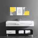 iHAPPYWALL 3 Pieces Bath Flowers Yellow and Grey Wall Art Relax Unwind Breathe Funny Bathroom Sign for Spa Yoga Bedroom Wall Decor Ready to Hang 12x16inchx3pcs