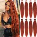 Leeven 30 Inch Ginger Braiding Hair Pre Stretched Long Soft Yaki Braids 8 Packs Professional Synthetic Hair Extension Crochet Twist Braids