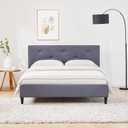 yoyomax Queen Bed Frame with Headboard, Linen Upholstered Bed Frame with Wooden Slats Support, No Box Spring Needed/Easy Assembly/Mattress Foundation, Grey