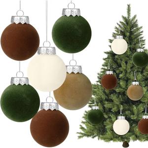 9 Pcs Velvet Christmas Balls Bulk Shatterproof Plastic Christmas Tree Decorations for Decorative Hanging Baubles