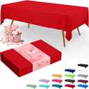 Smiry Disposable Table Cloth 3 Pack, 54 x 108 Inch Waterproof Plastic Tablecloth, Decorative Rectangle Table Covers for Party, Birthday, Picnic, Red