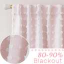 Lino Rosa Pink Blackout Curtains for Bedroom Nursery 2 Panels,Sheer White Overlay Pom Pom Floral Ruffle Cute Coquette Aesthetic Room Decor for Baby Girl Teen, 50"W x 84"L