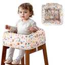 High Chair Cover for Baby Restaurant with Safety Harness Stain and Slip Resistant Waterproof Portable for Outdoor Indoor Eating White