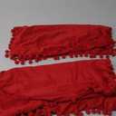 Throw Pillow Covers 20x20 Red: 2 Pack Cozy Soft Pom-poms Velvet Square Decorative Pillow Cases for Farmhouse Home Decor