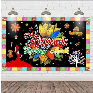 Pack Of 2 Wollmix Latino Hispanic Heritage Month Decorations Banner Spanish Classroom Backdrop Poster National American Photography Background Home Office Party Supplies Props Photo Studio Booth 70.8x43.3inch