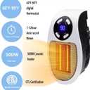 450W Mini Space Heater With Temperature Detection, Remote Wall Outlet Electric Space Heater as Seen on TV with Adjustable Thermostat and Timer and Led Display, Compact for Office Room RV (Smart-White)