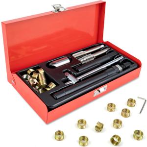 Spark Plug Thread Repair Kit M14x1.25, 9.4mm&15mm Insert Qty 20, Thread Repair Kit with Storage Case