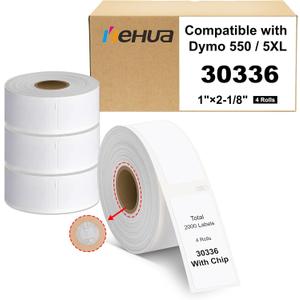 Hehua 1" X 2-1/8" Label Compatible with DYMO Labelwriter 5XL 550 4XL 450 30336 with RFID Chip, FNSKU Barcodes Return Address Labels, 25mm X 54mm, Total 2000 Labels, 4 Rolls