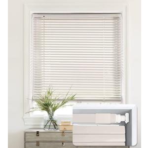 LazBlinds No Tools-No Drill 1" Aluminum Mini Blinds, Cordless Blinds for Indoor Windows, Light Filtering Horizontal Blinds and Shades for Window Size 34'' W x 48'' H, Cream (No Drill-cream)