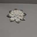 White Metal Flower Wall Art Decor, 9.5 Rustic Modern Floral Sculpture, Distressed Hanging Home Decoration Accent Artworks for Indoor Bedroom Living Room Office Outdoor Garden Patio