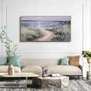 KLAKLA Bedroom Decor Wall Art Blue Beach Picture Ocean Theme Flower Canvas Print Modern Coastal Seascape Painting Framed Seaside Artwork Floral Daisy for Home Sea Lake Living Room 20x40 Inch