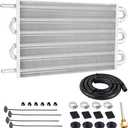 Universal 5/16" Transmission Oil Cooler Kit, Aluminium alloy 6 Pass Tube and Fin Oil Cooler Kit(Sliver)