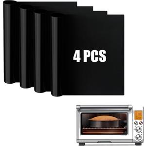 Air Fryer Oven Liners Compatible with Breville Smart Oven Air Fryer Pro BOV845BSS, 4 PCS Non-Stick Oven Liners for Bottom of Oven, Accessories for Breville Toaster Reusable Baking Mat