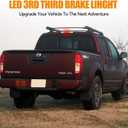 Third 3rd Brake Light LED for 2005-2016 Nissan Frontier & 2004-2015 Nissan Titan, High Mount Rear Brake Lights Assembly, Waterproof Center Cab Cargo Lamp Stop Light (Smoke)