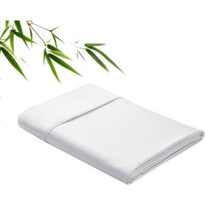 Bamboo Viscose Flat Sheets Only, 400 Thread Count Sateen Weave King Size Flat Sheet Only, Luxury Soft Cooling for Hot Sleepers, Silky Breathable (White, King)
