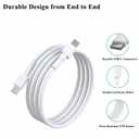 4 x USB C to USB C Cable for iPhone 17 16 15, 60W Type-C Charger Fast Charging Cord for iPad Pro Max Plus Mini Air, 2-Pack Long Braided Phone Charge for MacBook Samsung Galaxy S25 S24 S23 White 6+10Ft