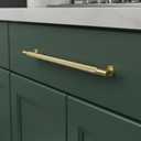 QOGRISUN 1-Pack Solid Brass Appliance Handle Pull, 18 Inch (457mm) Hole Center Grooved Gold Cabinet Pull,Heavy Duty Brushed Brass Drawer Handle for Kitchen Cabinets, Cupboard, Dresser Eleganza