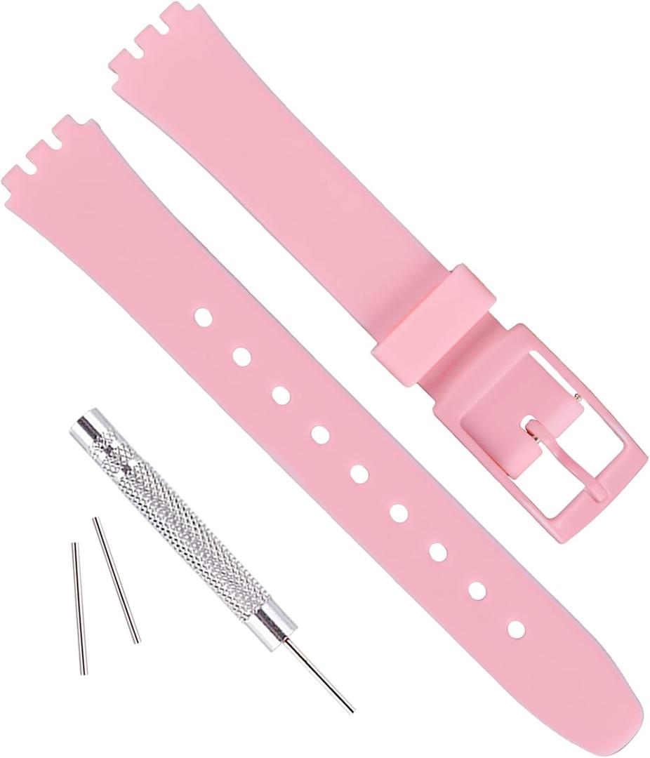 Replacement 12mm Waterproof Silicone Rubber Watch Strap Watch Band for Swatch (Pink)