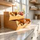 Bamboo Pantry Storage Bins Set of 3, Stackable Desktop Organizer | Ideal for kitchen counters, pantry shelves, dining rooms, coffee bars, offices and utility rooms.