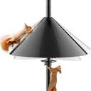 Squirrel Baffle for Bird Feeder Pole - Bird Feeder Baffle with Steel Spring Motion for Better Defense, Polycarbonate Extra-Thick Squirrel Guard for Outside Pole Mount, 19 Inch, Metal Buckle (black)