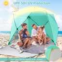 Old Bahama Bay Pop Up Beach Tent, Portable Shade Sun Shelter UPF50+ UV Protection for 4 Person Extendable Floor for Fishing Hiking Camping, Waterproof WindproofMint Green