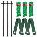Kingsyard Tree Stakes and Supports, 16 Inch 3 Pcs Steel Heavy Duty Tree Stake Kit for Leaning Young Trees Straightening Kit Against Bad Weather, with 6Pcs Straps & 6Pcs 13ft Anchor Ropes