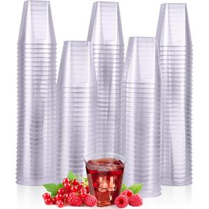 JOLLY CHEF 300 Pack 2 oz Plastic Shot Glasses,2 oz Clear Disposable Plastic Cups Heavy-duty Party Glasses, Disposable Cups for Wedding, Thanksgiving, Christmas, Halloween Party