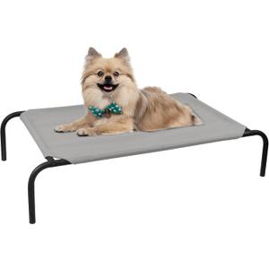 PHYEX Raised Pet Cot for Small Pets, Elevated Dog Bed with Breathable Mesh, Sturdy Steel Frame for Indoor & Outdoor Use, Non-Slip Design, Easy Clean, 33-Inch Grey, S