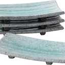 Uaral Sushi Plate Japanese Plates 8.5 inch Ceramic Sashimi Plate,4 Piece Rectangle Sushi Dishes(Light Blue)