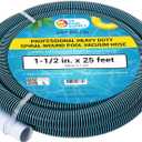 U.S. Pool Supply Pool Vacuum Hose - 1-1/2" x 25' Professional Heavy Duty Pool Hose for Inground, Spiral Wound with Kink-Free Swivel Cuff - Connect to Vacuum Heads, Skimmer, Cleaner, Filter Pump Inlet (25 Foot)