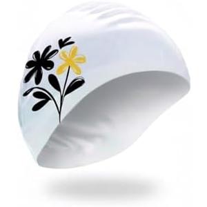 Swim Cap for Women, Teens & Adults – Yellow Flower Silicone Swim Cap, Comfortable Fit for Short & Medium Hair, Ideal for Pool & Beach Vacations
(One Size Fits All- Short & Medium Size Hair 12yrs+)